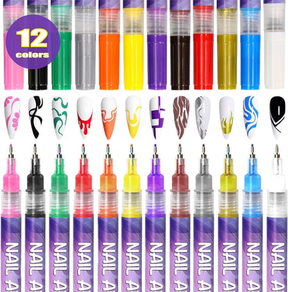 🎅Xmas Sales - 50% OFF🎄🎨12 Colors Nail Art Pens Set