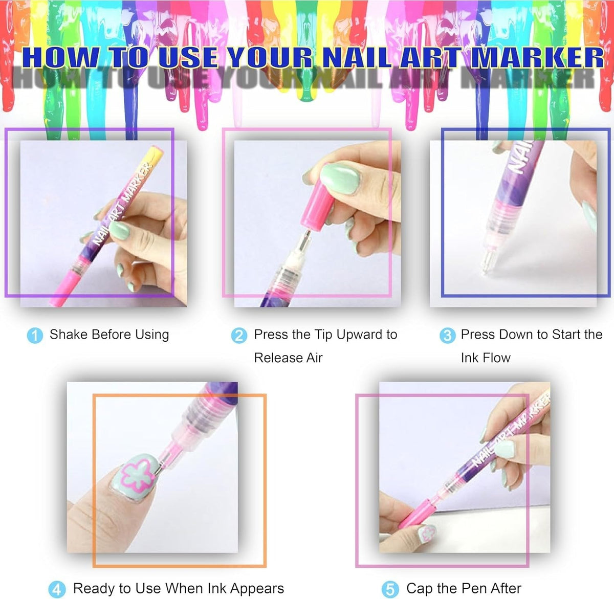 🎅Xmas Sales - 50% OFF🎄🎨12 Colors Nail Art Pens Set zanzzea