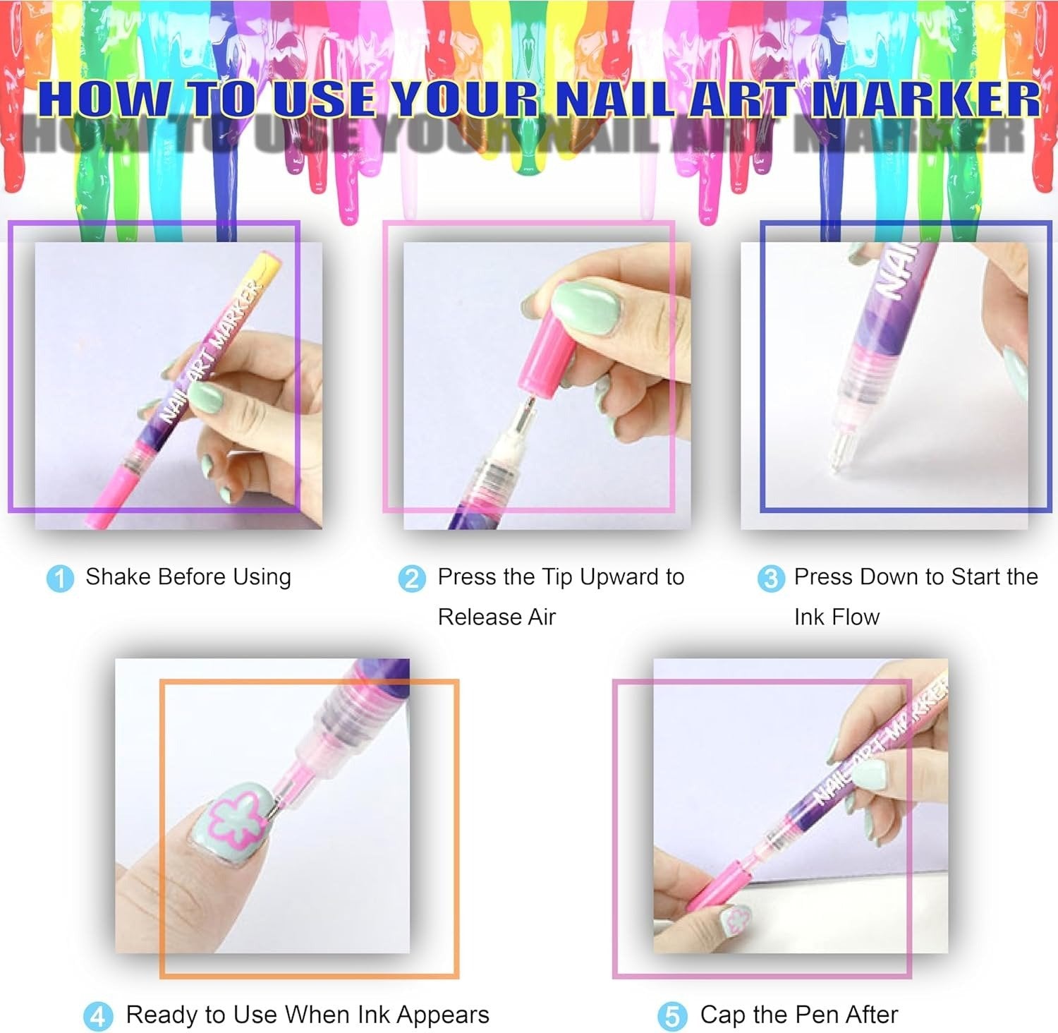 🎅Xmas Sales - 50% OFF🎄🎨12 Colors Nail Art Pens Set