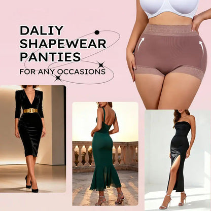 High Waist Shapewear Panty with Anti-Slip Silicone Band - Stretchy Breathable & Seamless Tummy Control Butt Lifting
