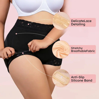 High Waist Shapewear Panty with Anti-Slip Silicone Band - Stretchy Breathable & Seamless Tummy Control Butt Lifting