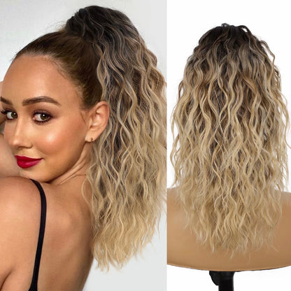 🩷 18 Inch Curly Wavy Frizzy Hair Extension with Ponytail