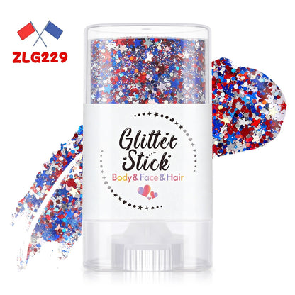 3-in-1 Patriotic Glow😍✨Red, White & Blue Glitter Body Stick