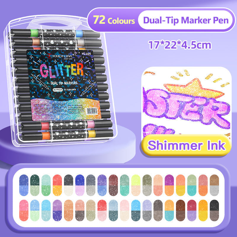 🖊️ 50% OFF NOW! ✨ Dual-Tip Glitter Marker Pen - Vibrant Colors for Art/Journaling/Scrapbooking, Non-Toxic & Quick-Drying 🎨📝