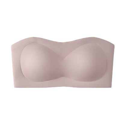 💞💞Womens Strapless Bras Push Up Bandeau Bra Non Slip Wireless Supportive Padded Bras Seamless Comfortable Tube Jelly Bra