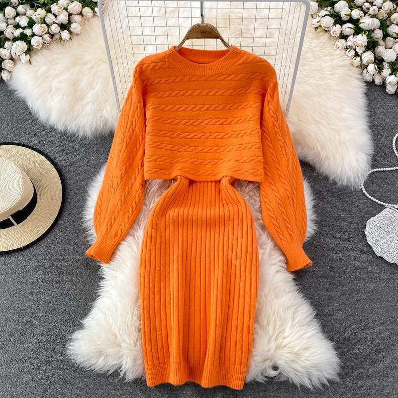 🎉Autumn Hot Sale 55% OFF🎉Women’s Two Piece Sweater Set Crop Top & Bodycon Dress