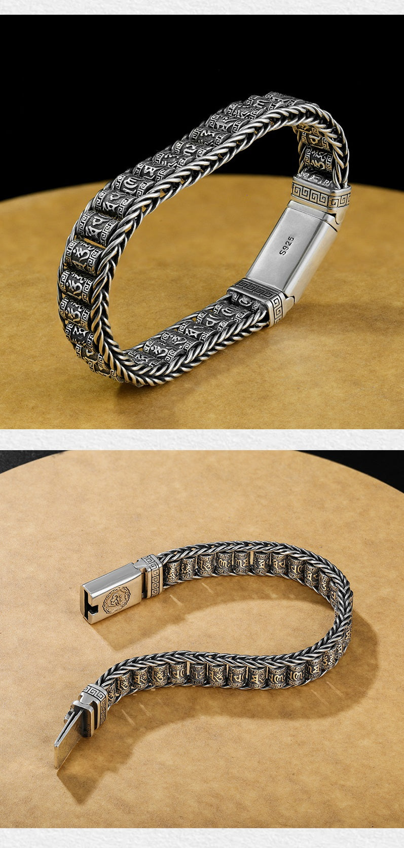 📿 Six Character Truth Prayer Wheel Bracelet – Lucky Prayer Wheel Design, Smooth Polished Surface, Lightweight Comfortable & Blessing Jewelry ✨