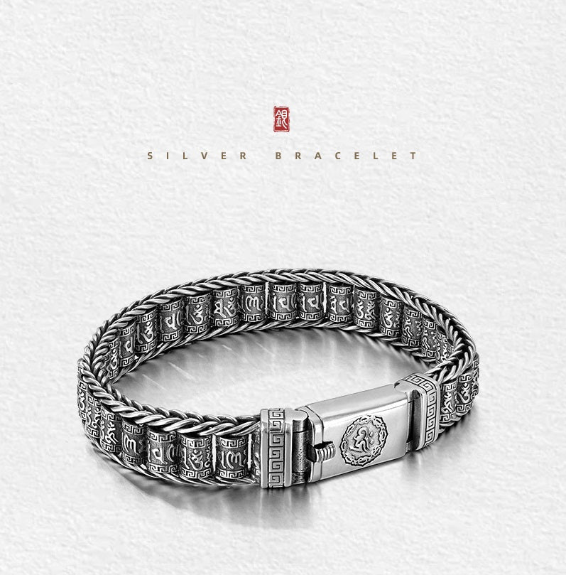 📿 Six Character Truth Prayer Wheel Bracelet – Lucky Prayer Wheel Design, Smooth Polished Surface, Lightweight Comfortable & Blessing Jewelry ✨
