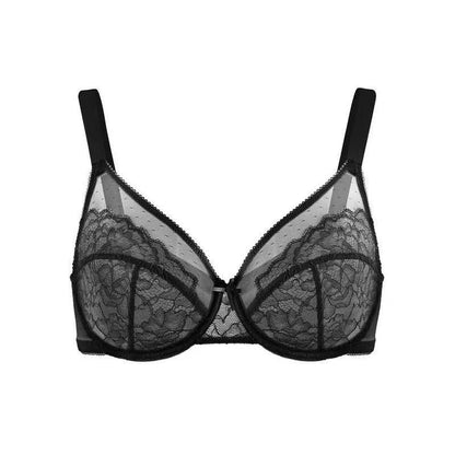 Enchante Floral Lace Plus Size Underwire Unlined Unpadded Minimizer Full Coverage Bra Women's Wear Comfortable Breathable Mesh Cup
