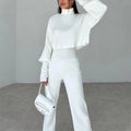 🔥Early Black Friday Sale:50% OFF🔥Women's Long-sleeve High Neck Crop Top and Pants Set