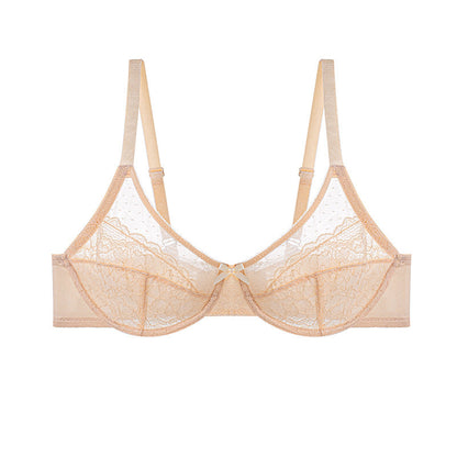Enchante Floral Lace Plus Size Underwire Unlined Unpadded Minimizer Full Coverage Bra Women's Wear Comfortable Breathable Mesh Cup