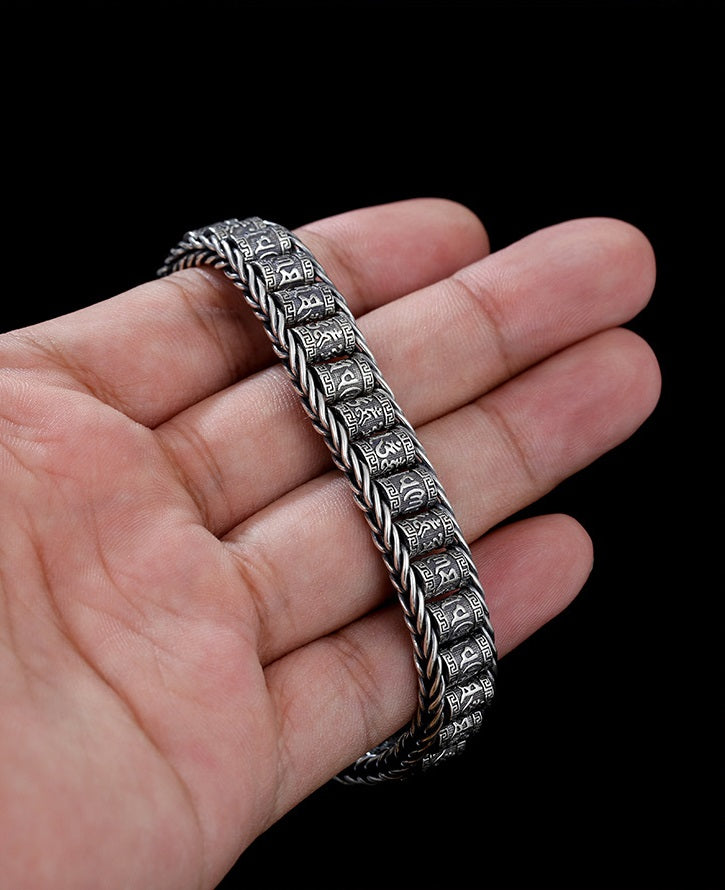 📿 Six Character Truth Prayer Wheel Bracelet – Lucky Prayer Wheel Design, Smooth Polished Surface, Lightweight Comfortable & Blessing Jewelry ✨