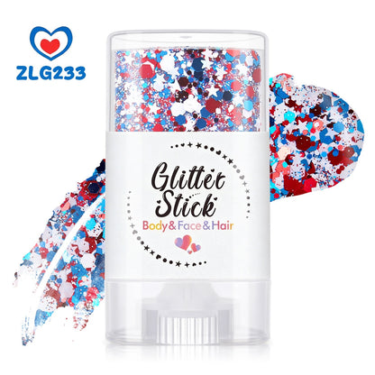 3-in-1 Patriotic Glow😍✨Red, White & Blue Glitter Body Stick