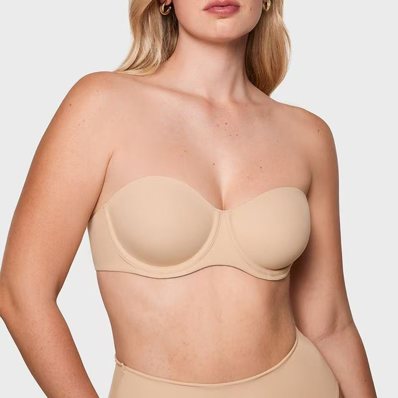 💜Women's Convertible Strapless Minimiser Bandeau Bra Underwire Unlined for Large Bust