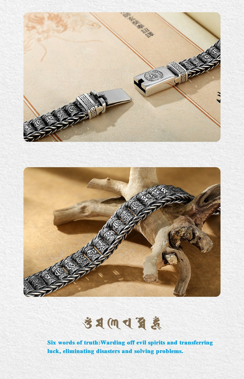 📿 Six Character Truth Prayer Wheel Bracelet – Lucky Prayer Wheel Design, Smooth Polished Surface, Lightweight Comfortable & Blessing Jewelry ✨