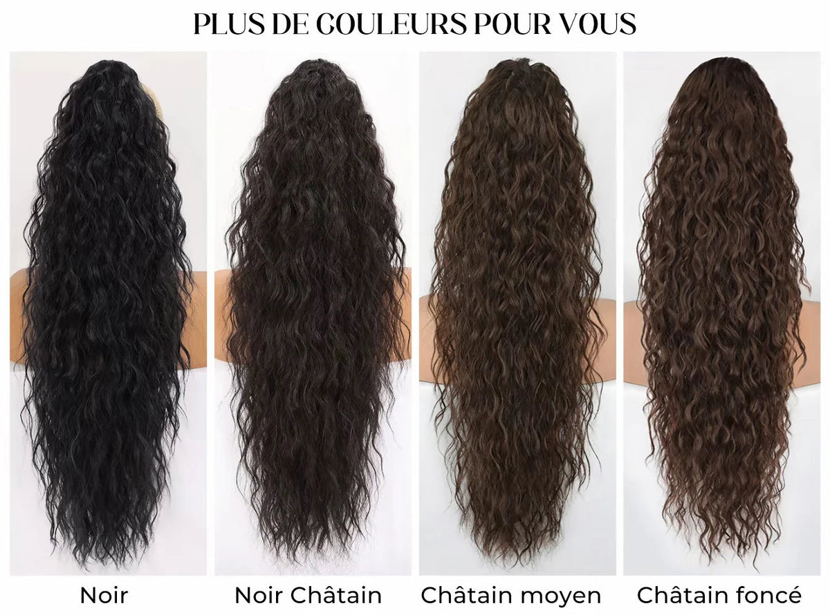 Extension de Cheveux Bouclés Ondulés et Volumineux avec Queue de Cheval
