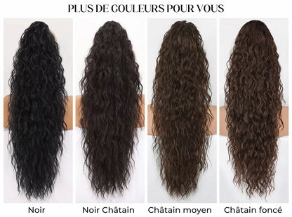 Extension de Cheveux Bouclés Ondulés et Volumineux avec Queue de Cheval