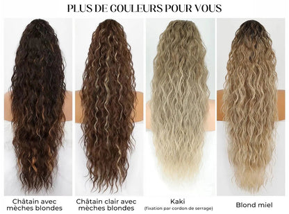 Extension de Cheveux Bouclés Ondulés et Volumineux avec Queue de Cheval