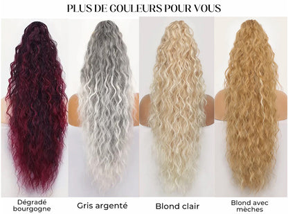 Extension de Cheveux Bouclés Ondulés et Volumineux avec Queue de Cheval