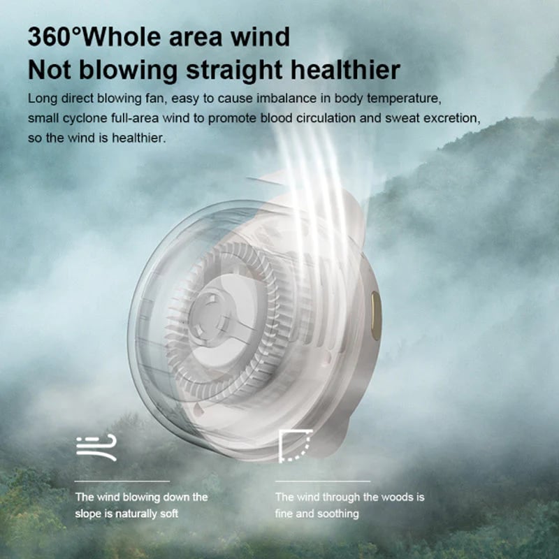 💨 Whirlwind Clip Waist Neck Fan – 2-in-1: clip on waist or wear as necklace. Long 23hr runtime, quiet & powerful (5100rpm). Stay cool hands-free! 🌀🌿