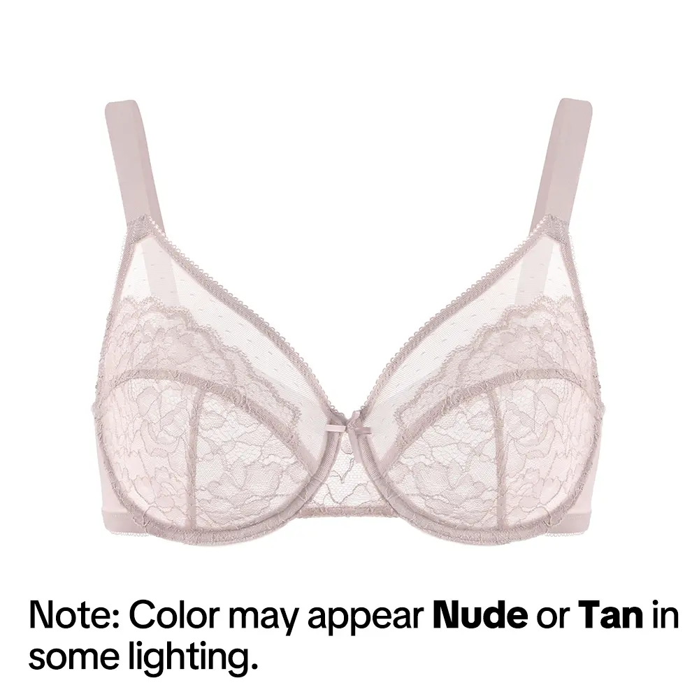 💞Enchante Floral Lace Plus Size Underwire Unlined Unpadded Minimizer Full Coverage Bra Women's Wear Comfortable Breathable Mesh Cup