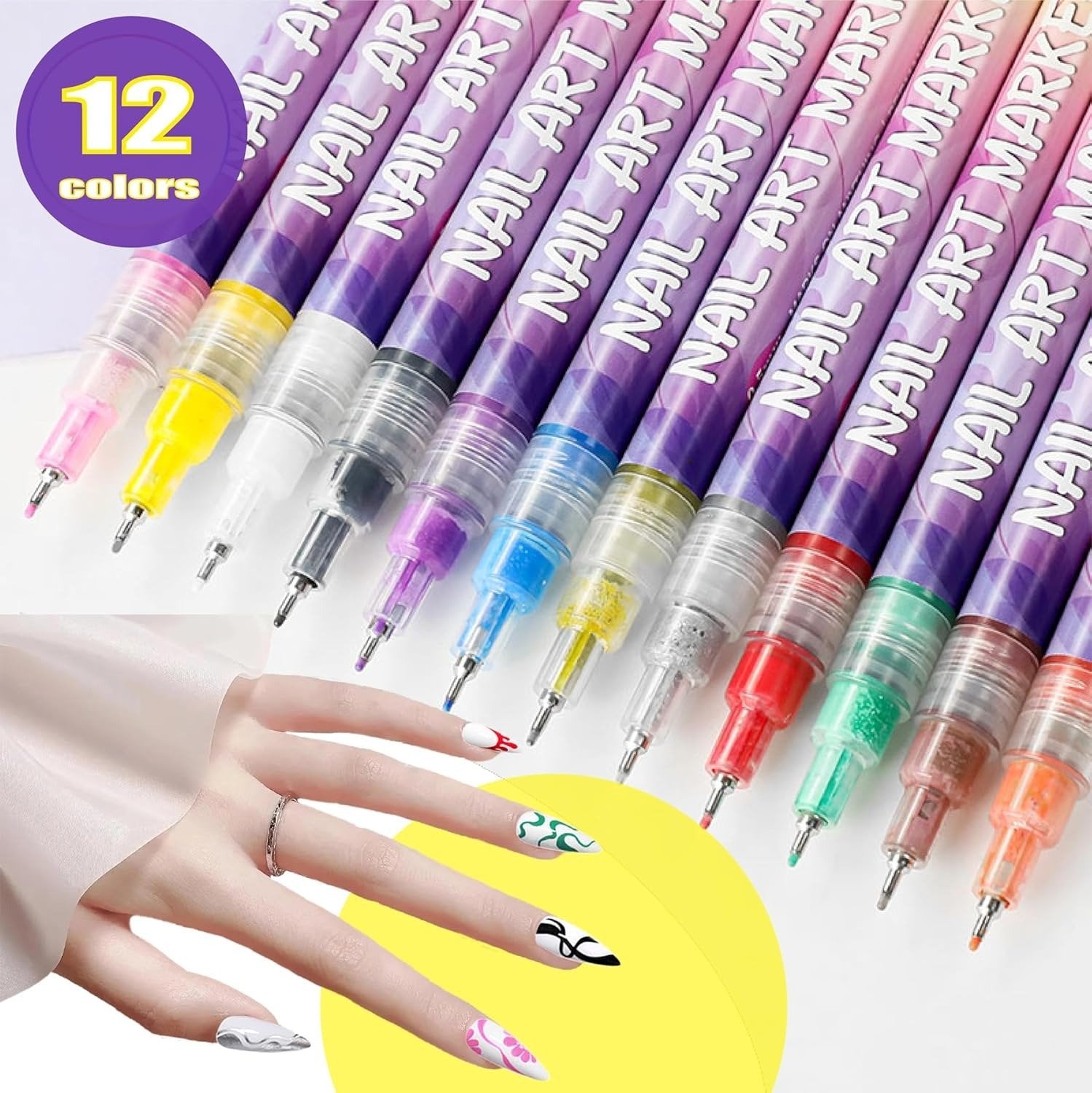 🎅Xmas Sales - 50% OFF🎄🎨12 Colors Nail Art Pens Set