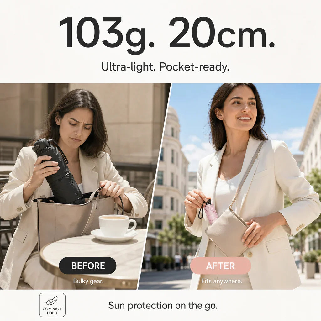 ✨ Say Goodbye to Bulky Umbrellas – Ultra-Light Sun & Rain Protection for On-the-Go! ✨