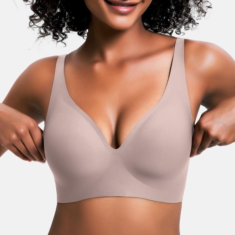 Conjunto de 2 Piezas 💕 Sujetadores inalámbricos para mujer, cómodos, tipo bralette push-up, sin costuras, escote en V profundo, ideales para el uso diario