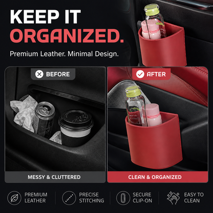 🚗 45% OFF! Leather Car Door Cup Holder – Wide‑mouth opening, easy reach for drinks & phone. Clip‑on secure fit. PU leather, tough & stylish. 🛡️✨