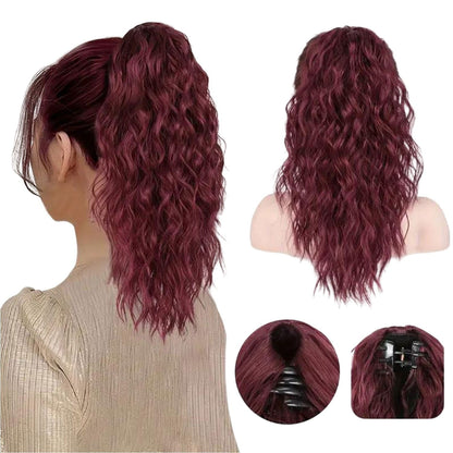 🩷 18 Inch Curly Wavy Frizzy Hair Extension with Ponytail