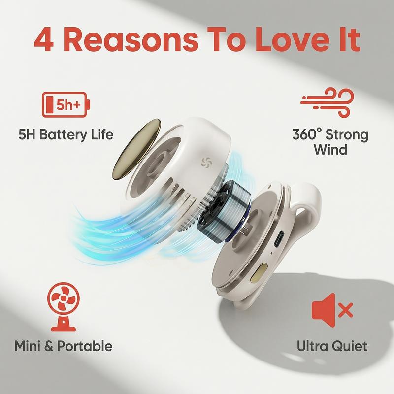 🌀 Bladeless Fan – Ultra-Light & 1.5h Fast Charge