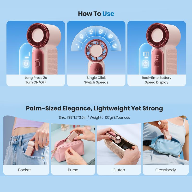 ❄️ ❄️Turbo Handheld Fan – 16900 RPM, 6 speeds, LED display