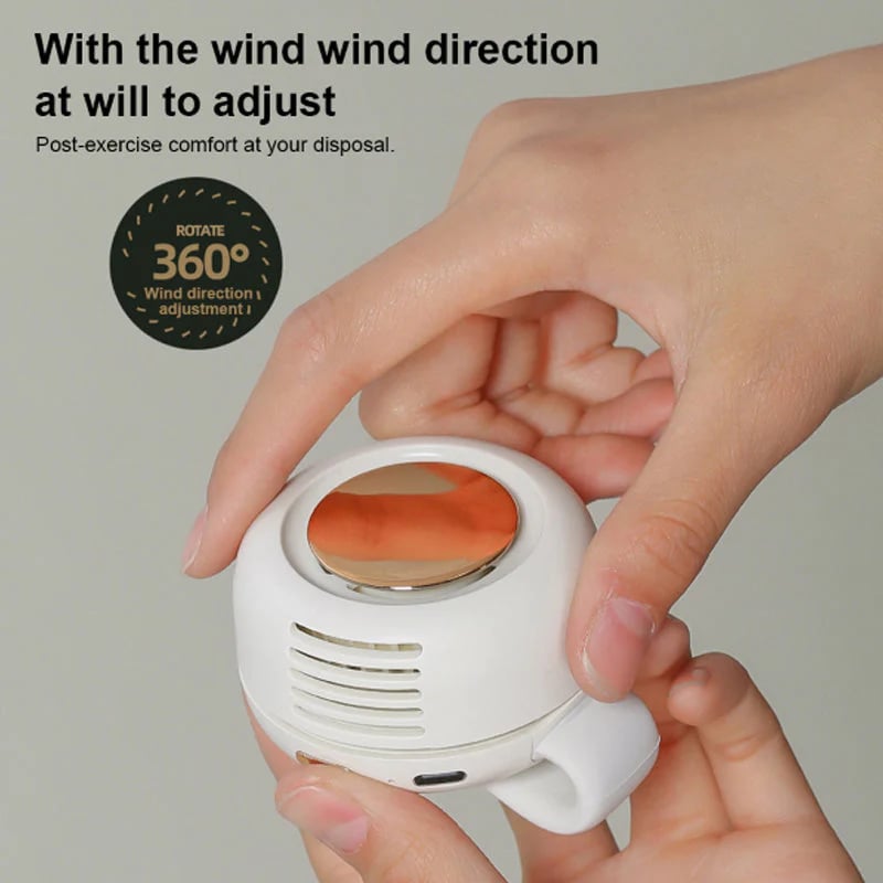 💨 Whirlwind Clip Waist Neck Fan – 2-in-1: clip on waist or wear as necklace. Long 23hr runtime, quiet & powerful (5100rpm). Stay cool hands-free! 🌀🌿