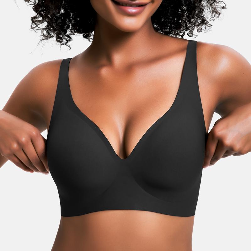 Conjunto de 2 Piezas 💕 Sujetadores inalámbricos para mujer, cómodos, tipo bralette push-up, sin costuras, escote en V profundo, ideales para el uso diario