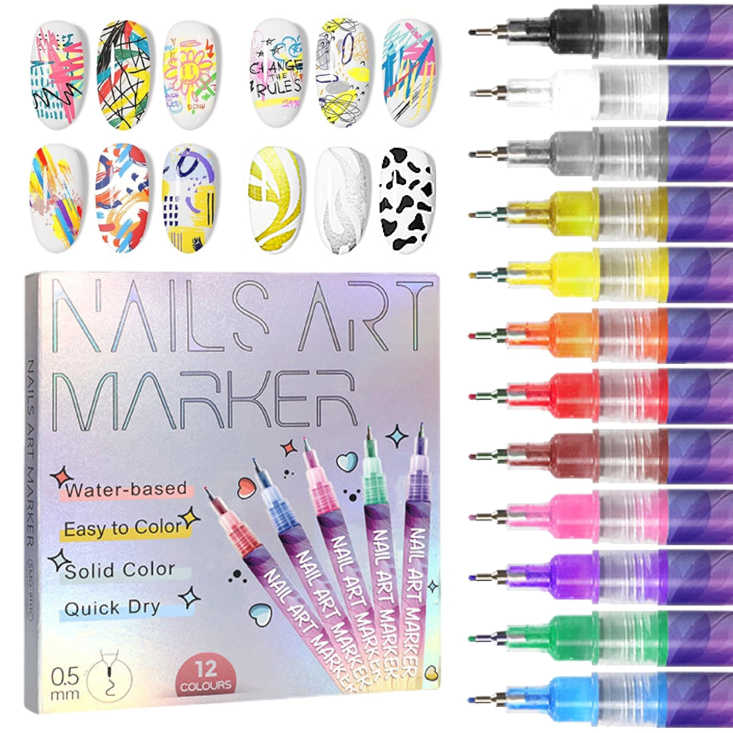 🎅Xmas Sales - 50% OFF🎄🎨12 Colors Nail Art Pens Set
