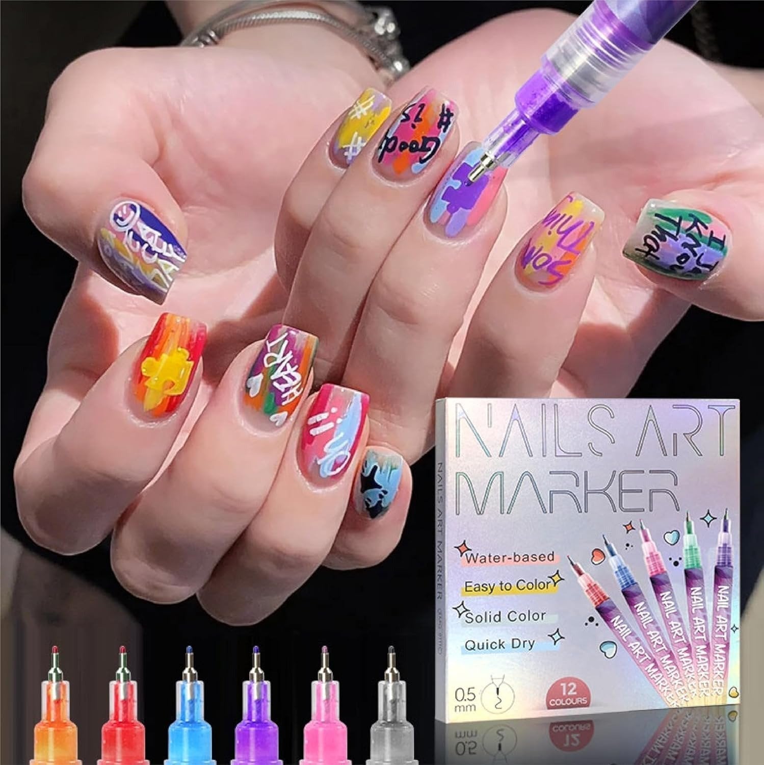 🎅Xmas Sales - 50% OFF🎄🎨12 Colors Nail Art Pens Set