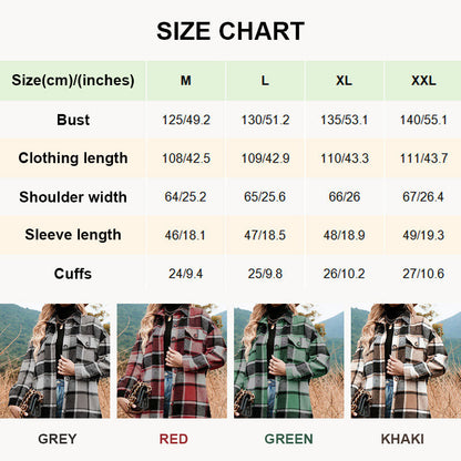 💕Women's Plaid Print Long Sleeve Warm Tweed Coat