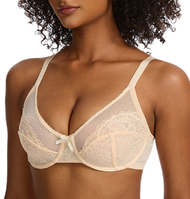 Enchante Floral Lace Plus Size Underwire Unlined Unpadded Minimizer Full Coverage Bra Women's Wear Comfortable Breathable Mesh Cup
