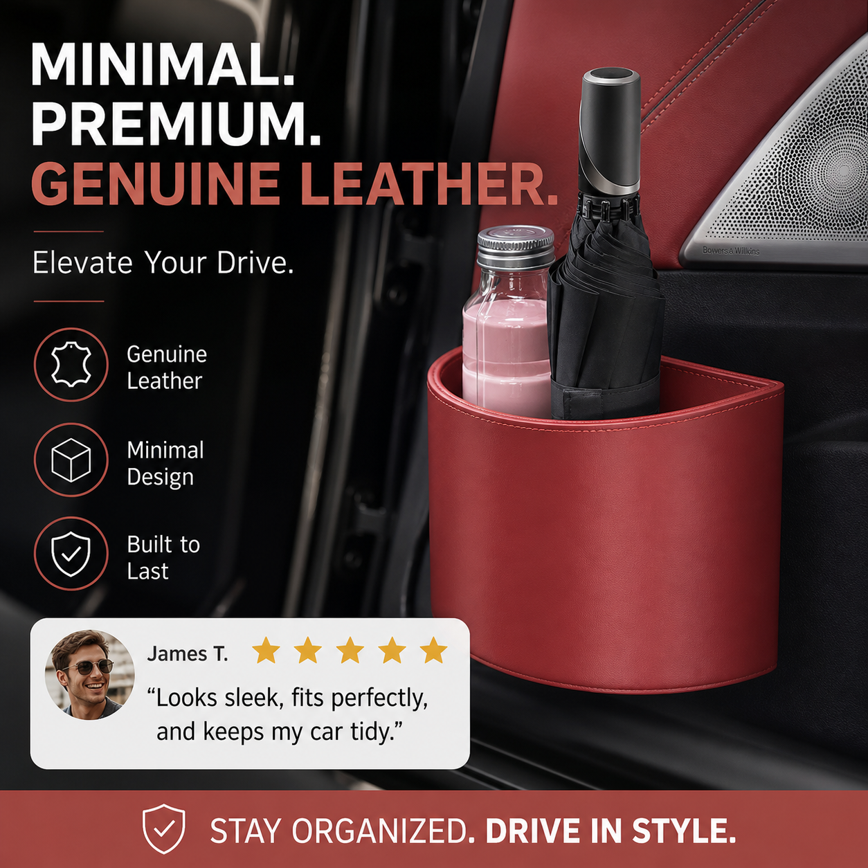 🚗 🚗🚗Leather Car Door Cup Holder – Wide‑mouth opening, easy reach for drinks & phone. Clip‑on secure fit. PU leather, tough & stylish. 🛡️✨