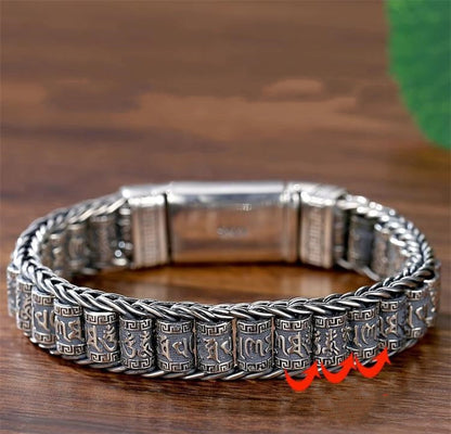 📿 Six Character Truth Prayer Wheel Bracelet – Lucky Prayer Wheel Design, Smooth Polished Surface, Lightweight Comfortable & Blessing Jewelry ✨