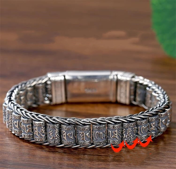 📿 Six Character Truth Prayer Wheel Bracelet – Lucky Prayer Wheel Design, Smooth Polished Surface, Lightweight Comfortable & Blessing Jewelry ✨