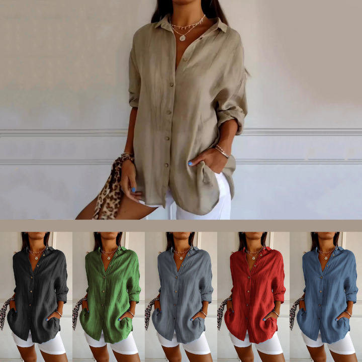 🌷Summer Sale 48% Off💝Classic Pleated Textured Single-Breasted Lapel Shirt for Women zanzzea