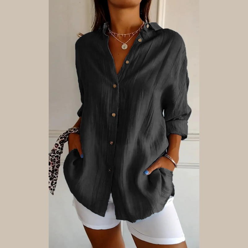 🌷Summer Sale 48% Off💝Classic Pleated Textured Single-Breasted Lapel Shirt for Women zanzzea