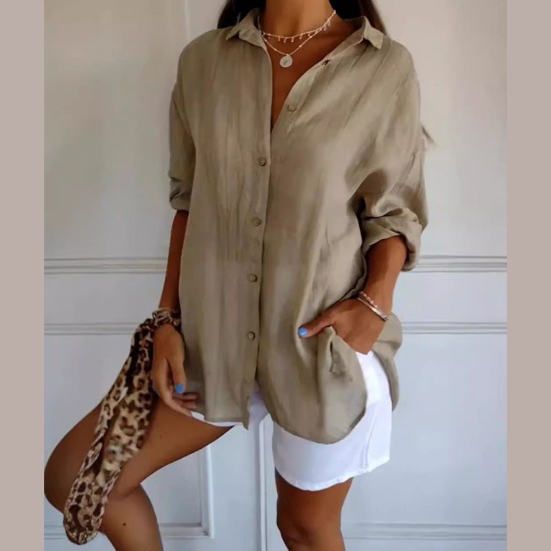 🌷Summer Sale 48% Off💝Classic Pleated Textured Single-Breasted Lapel Shirt for Women zanzzea