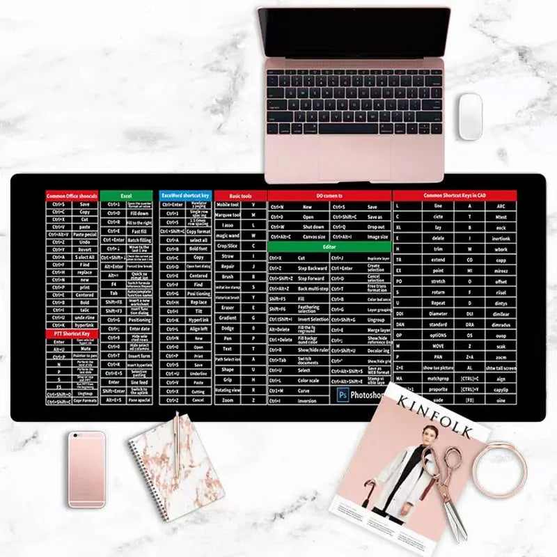 🎅Xmas Sales - 50% OFF🎄🎄Quick Key Super Large Anti-slip Keyboard Pad - with Office Software Shortcuts Pattern zanzzea