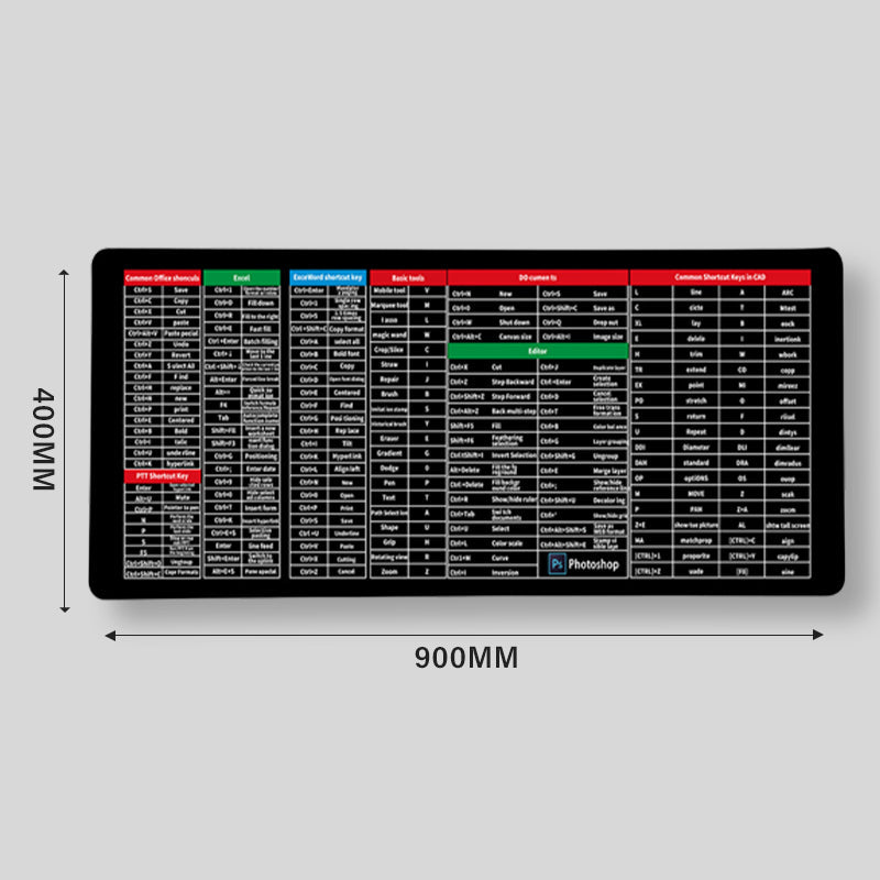 🎅Xmas Sales - 50% OFF🎄🎄Quick Key Super Large Anti-slip Keyboard Pad - with Office Software Shortcuts Pattern zanzzea
