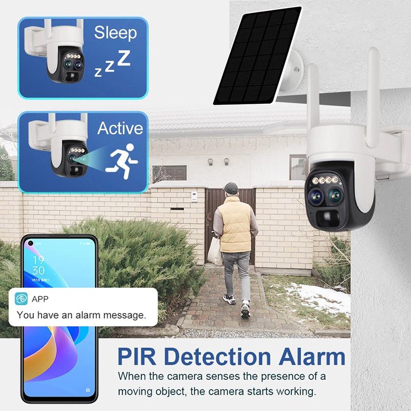 🔥HOT SALE🔥10X Zoom Dual Lens Remote Night Vision Solar Surveillance Camera