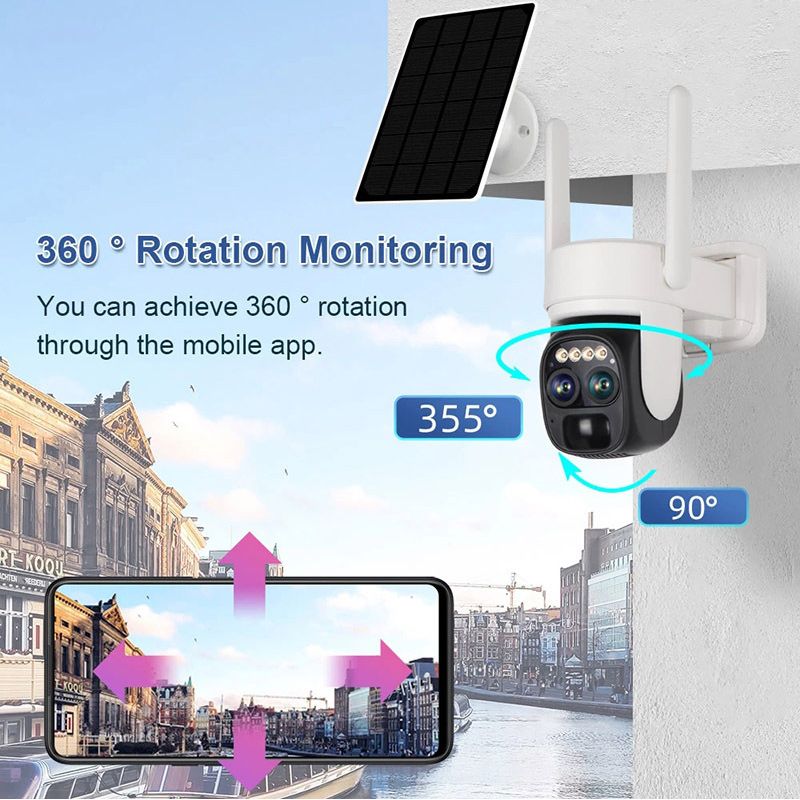 🔥HOT SALE🔥10X Zoom Dual Lens Remote Night Vision Solar Surveillance Camera