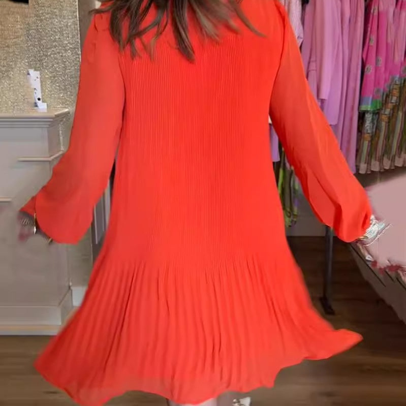 💕HOT SALE💕 Casual Button-Down Shirt Dress with Pleated Hem