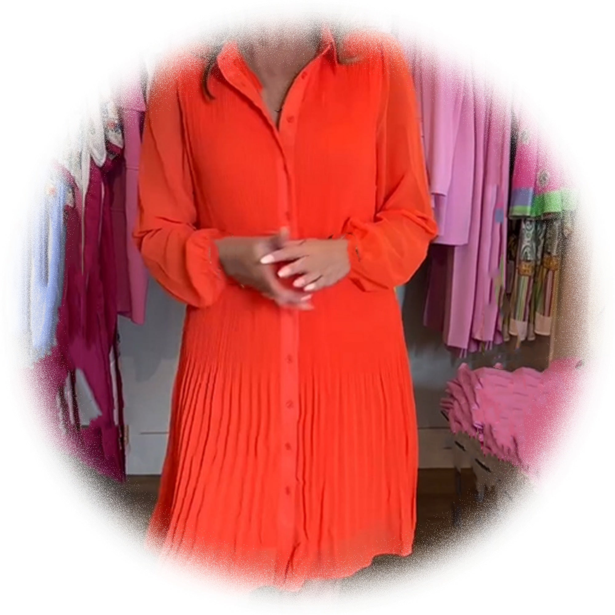 💕HOT SALE💕 Casual Button-Down Shirt Dress with Pleated Hem